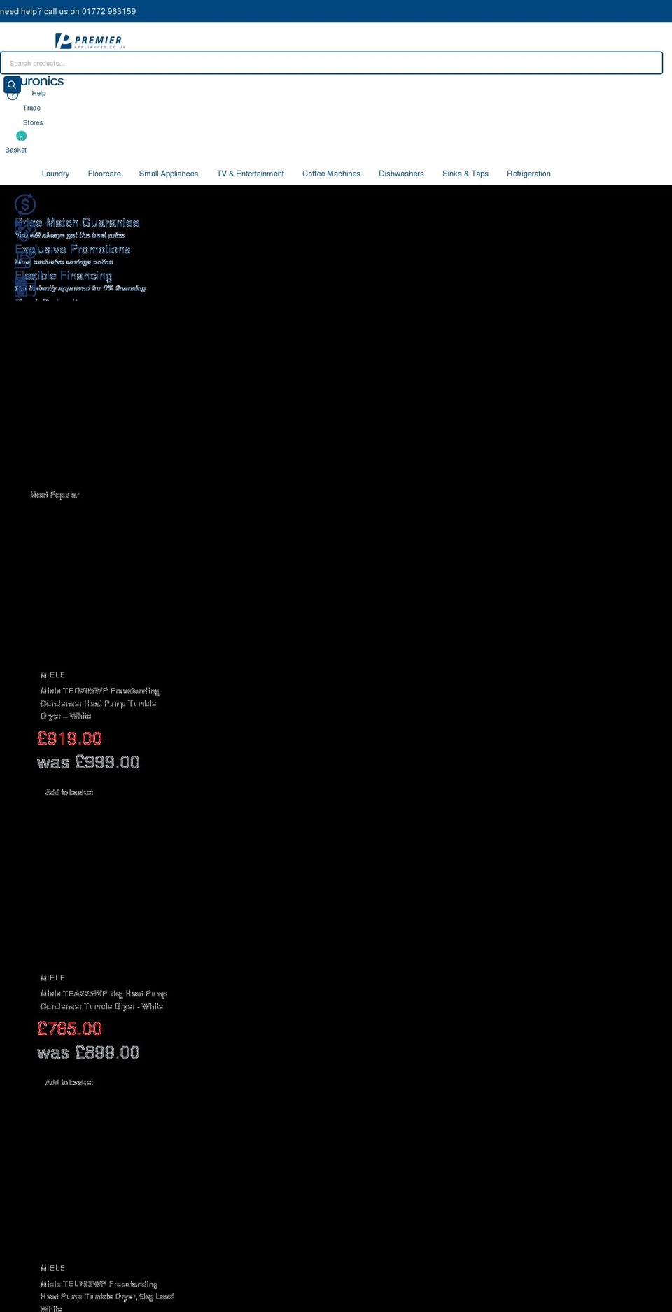 premierappliances.co.uk shopify website screenshot
