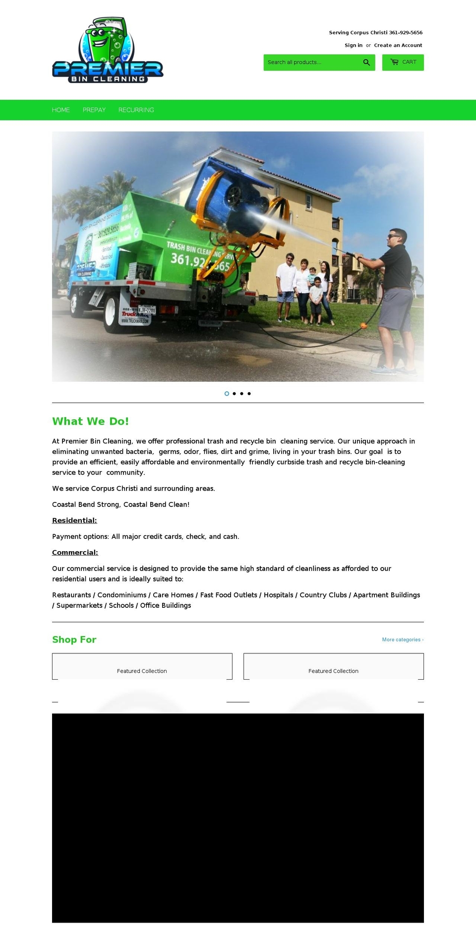 premierbin.com shopify website screenshot