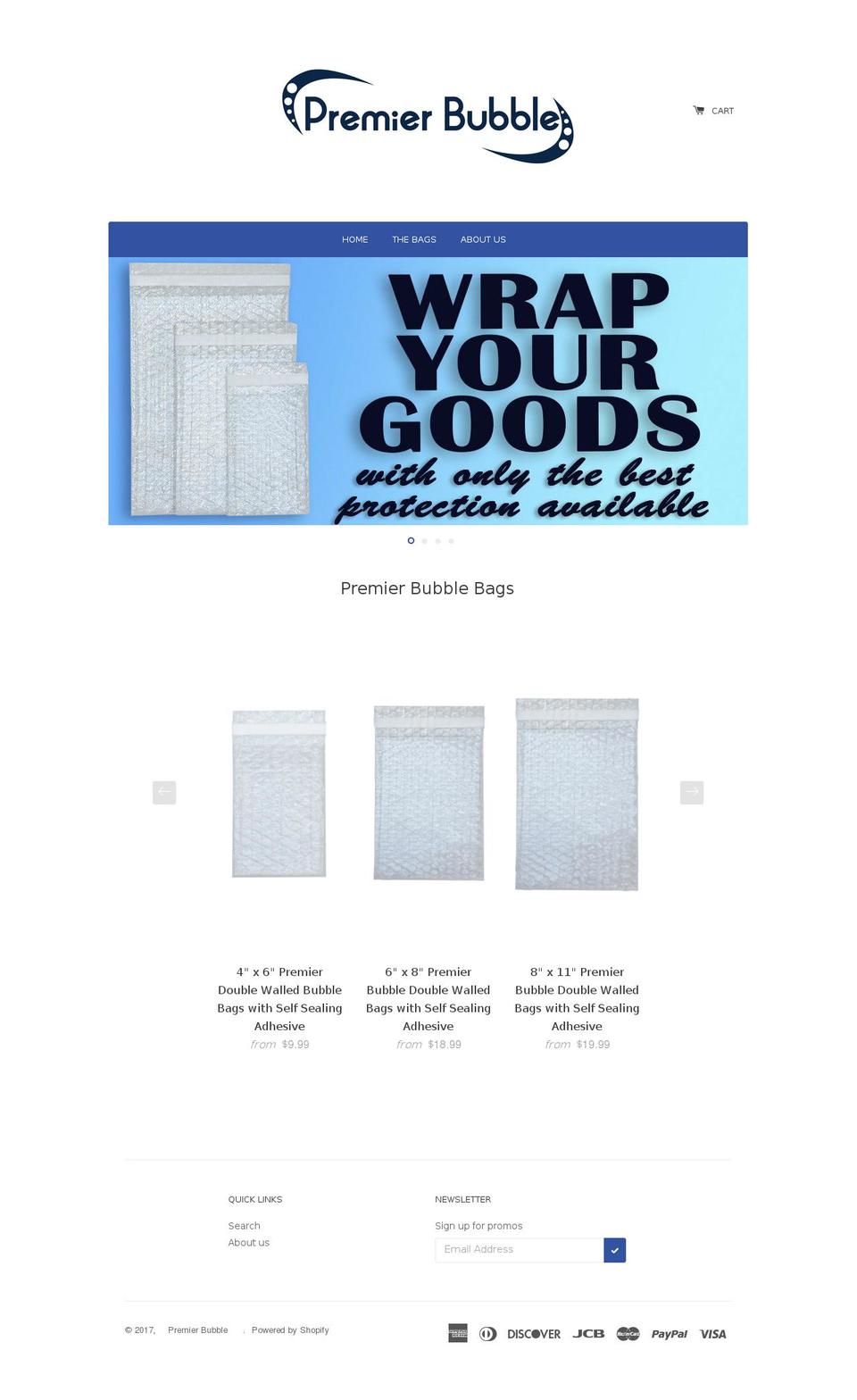 premierbubble.com shopify website screenshot