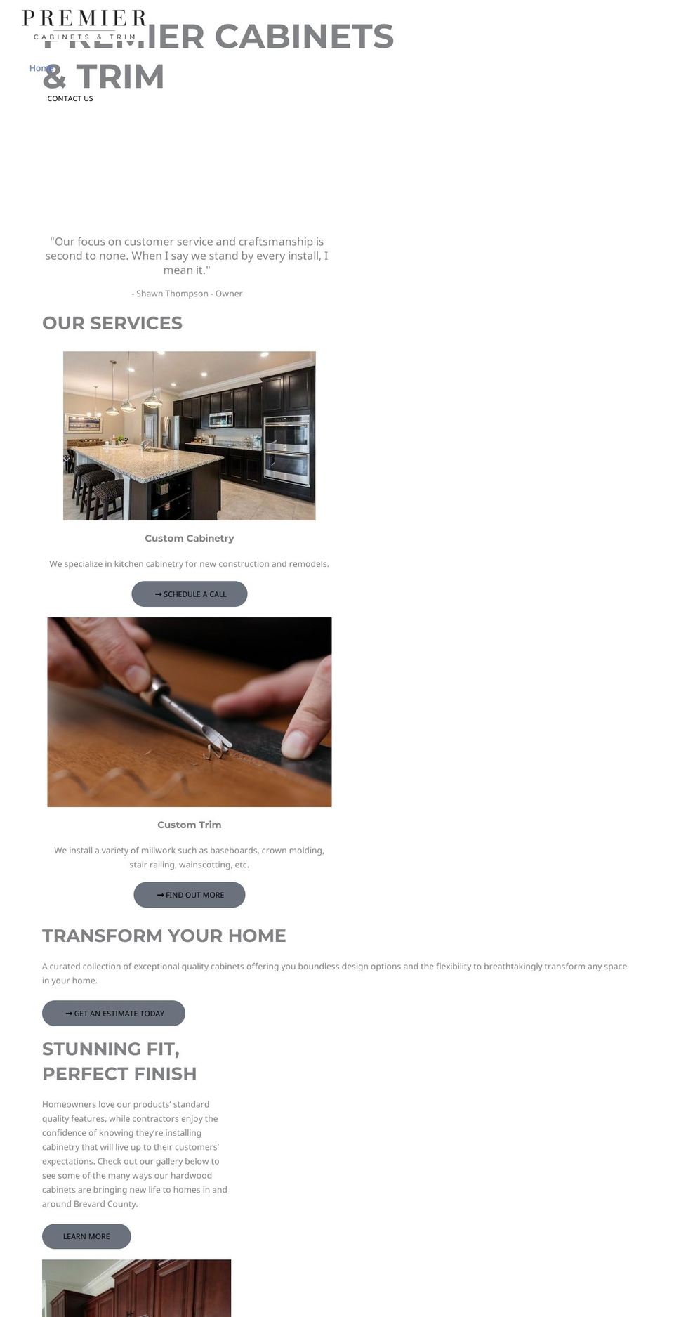 premiercabinetsfl.com — Shopify storefront screenshot