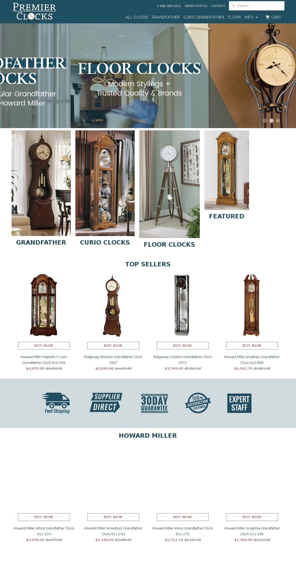 premierclocks.com — Shopify storefront screenshot