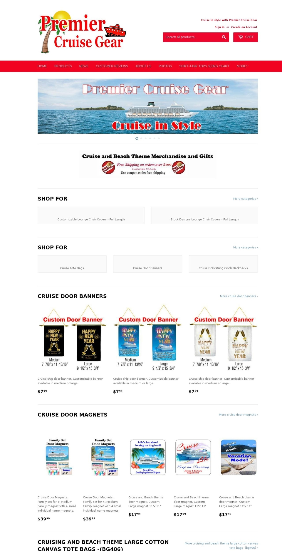 premiercruisegear.com — Shopify storefront screenshot