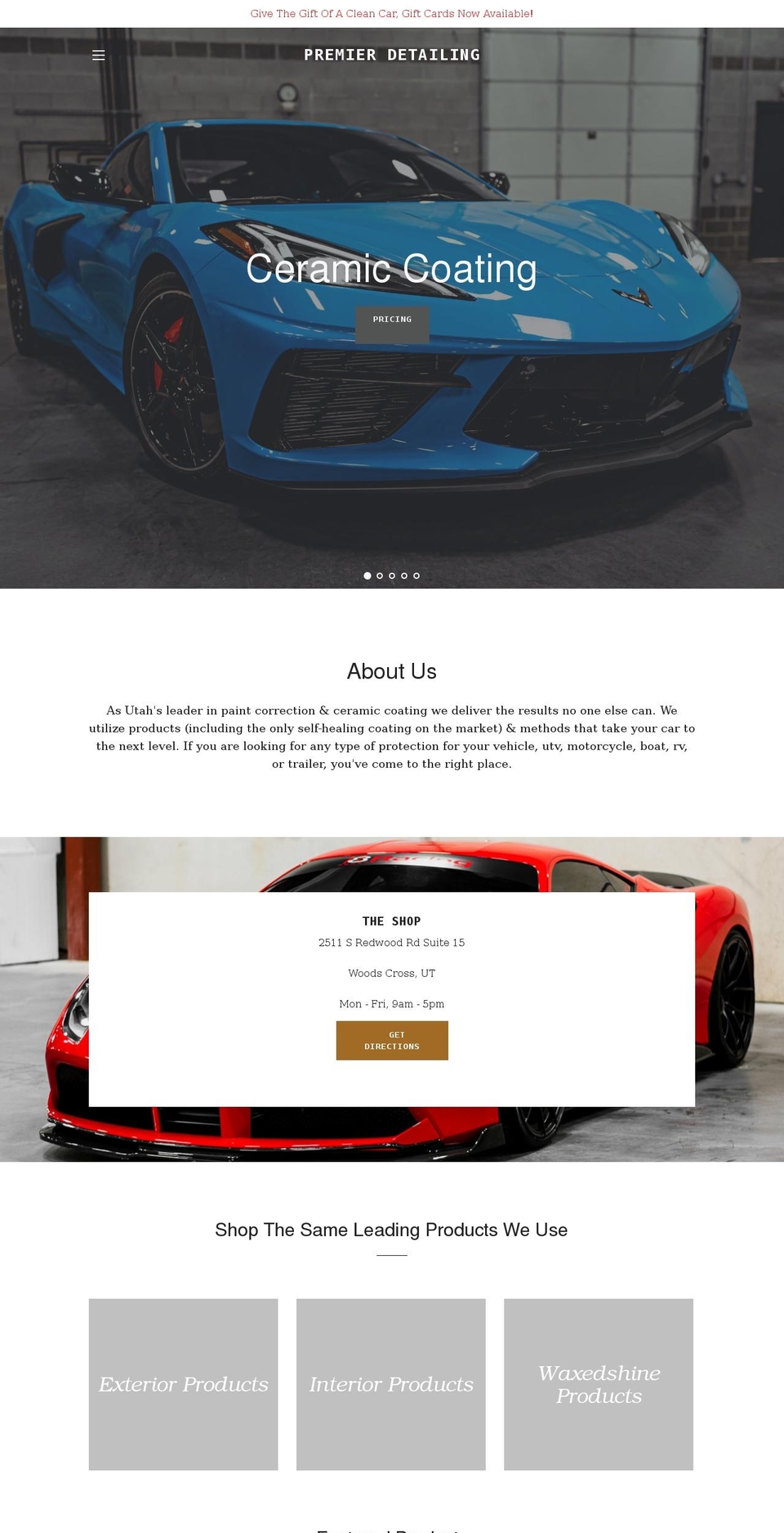 premierdetailingutah.com shopify website screenshot