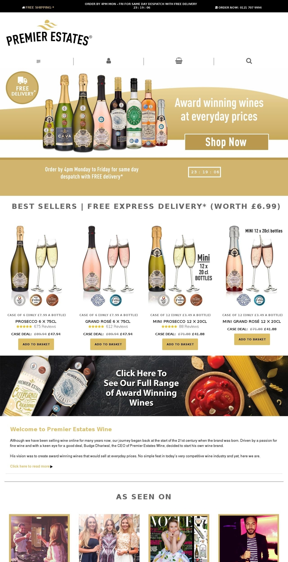 premierestateswine.biz shopify website screenshot