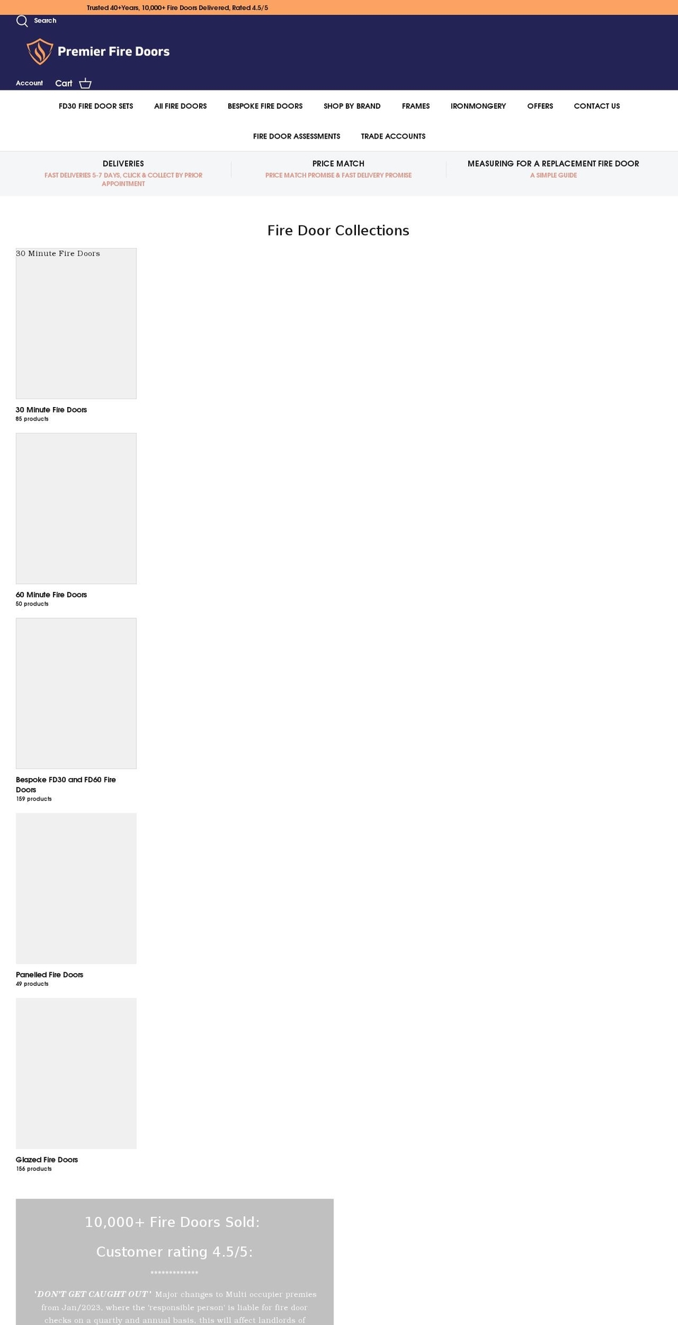 premierfiredoors.com shopify website screenshot