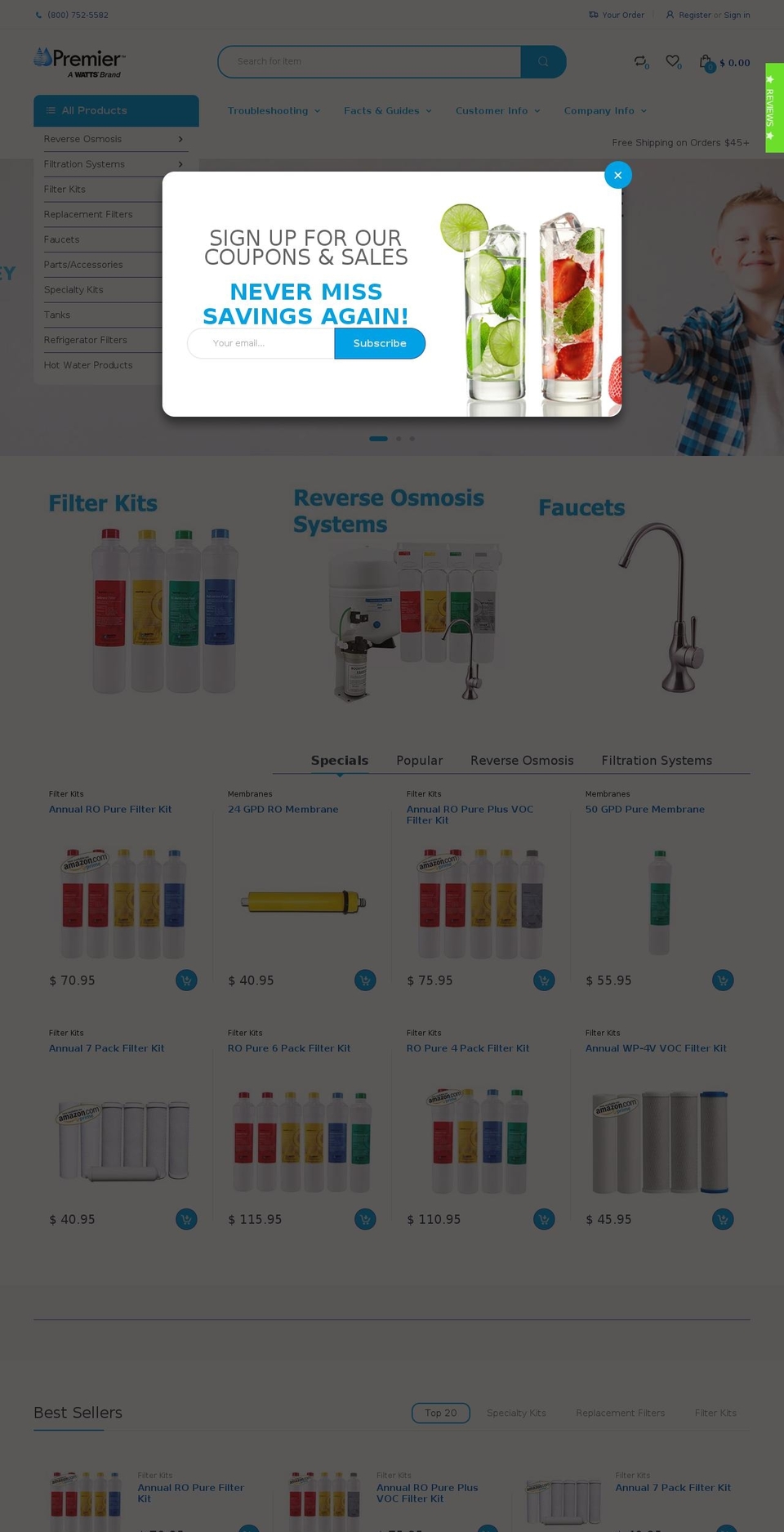 premierh20.com — Shopify storefront screenshot