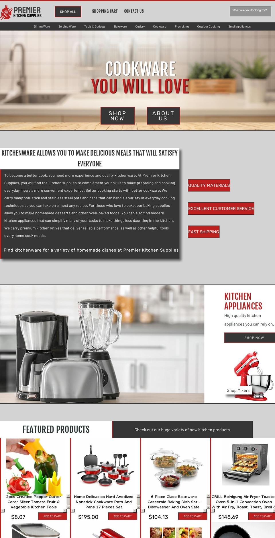 premierkitchensupplies.com — Shopify storefront screenshot