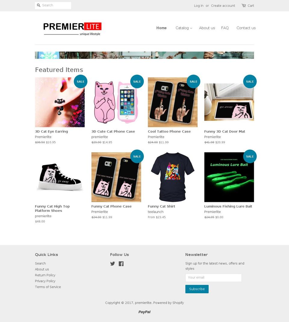 premierlite.com shopify website screenshot