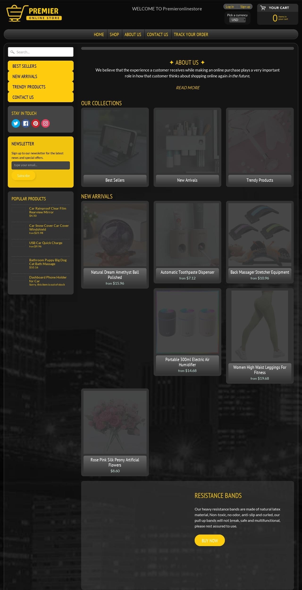 premieronlinestore.com shopify website screenshot