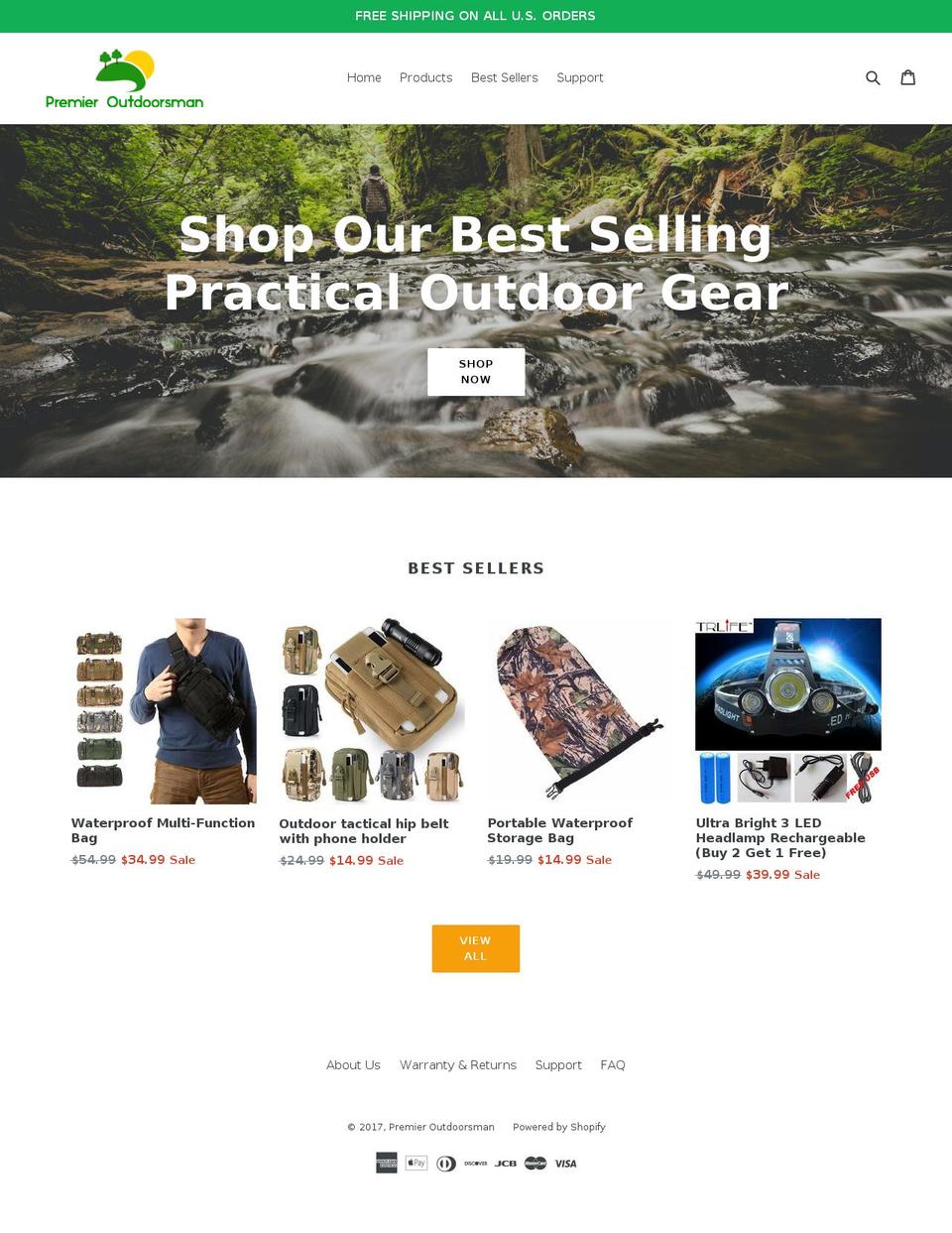 premieroutdoorsman.com shopify website screenshot