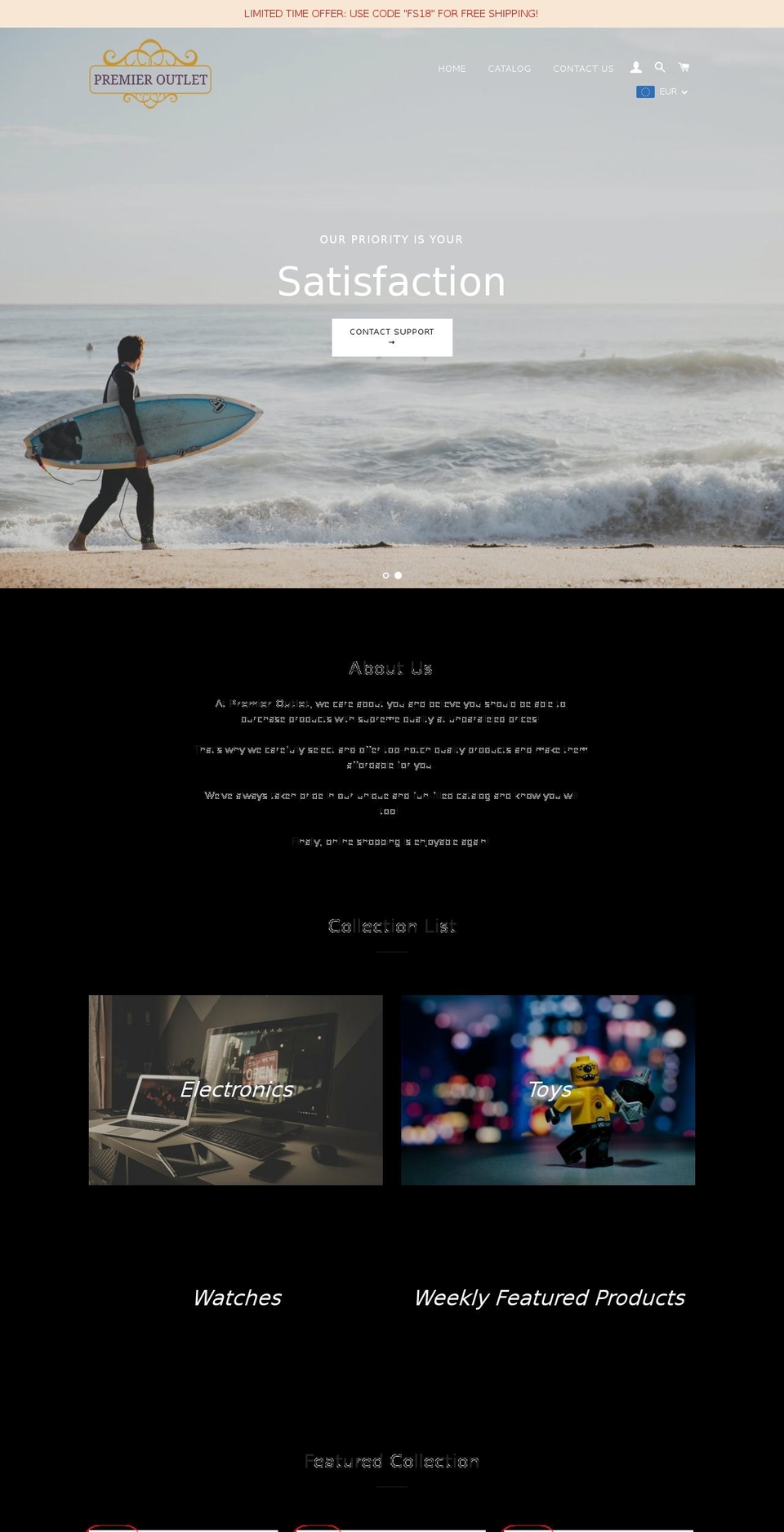 premieroutlet.net shopify website screenshot