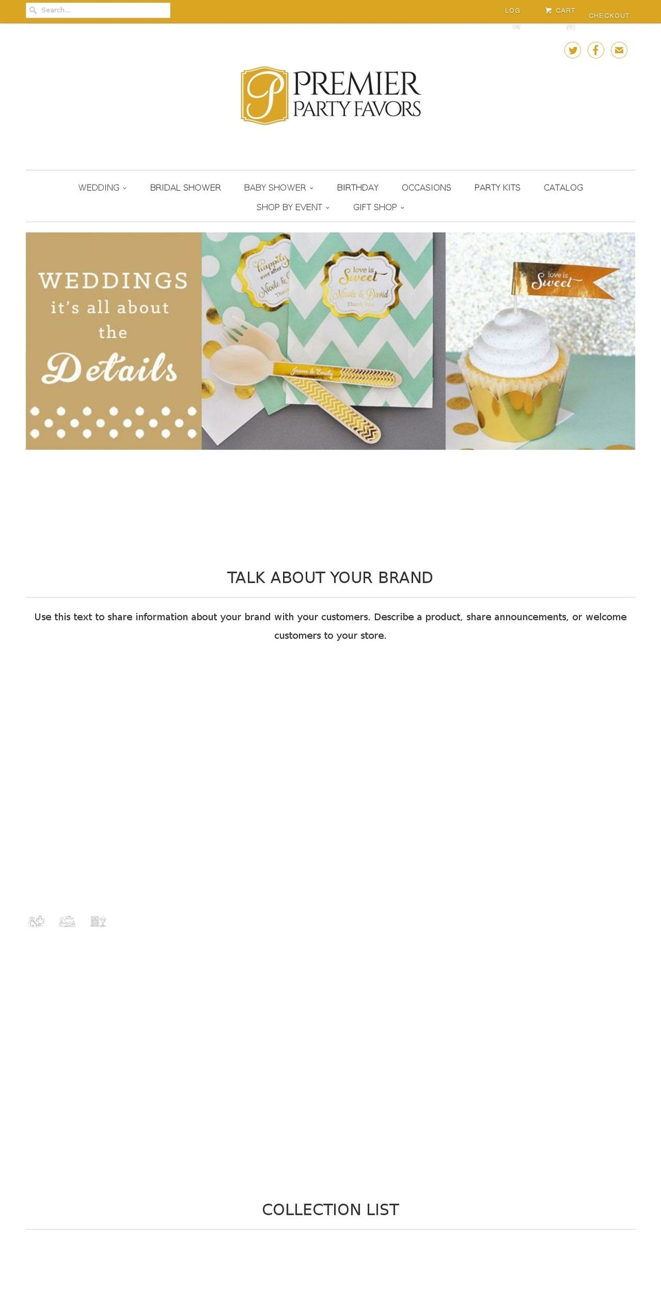 premierpartyfavors.com — Shopify storefront screenshot