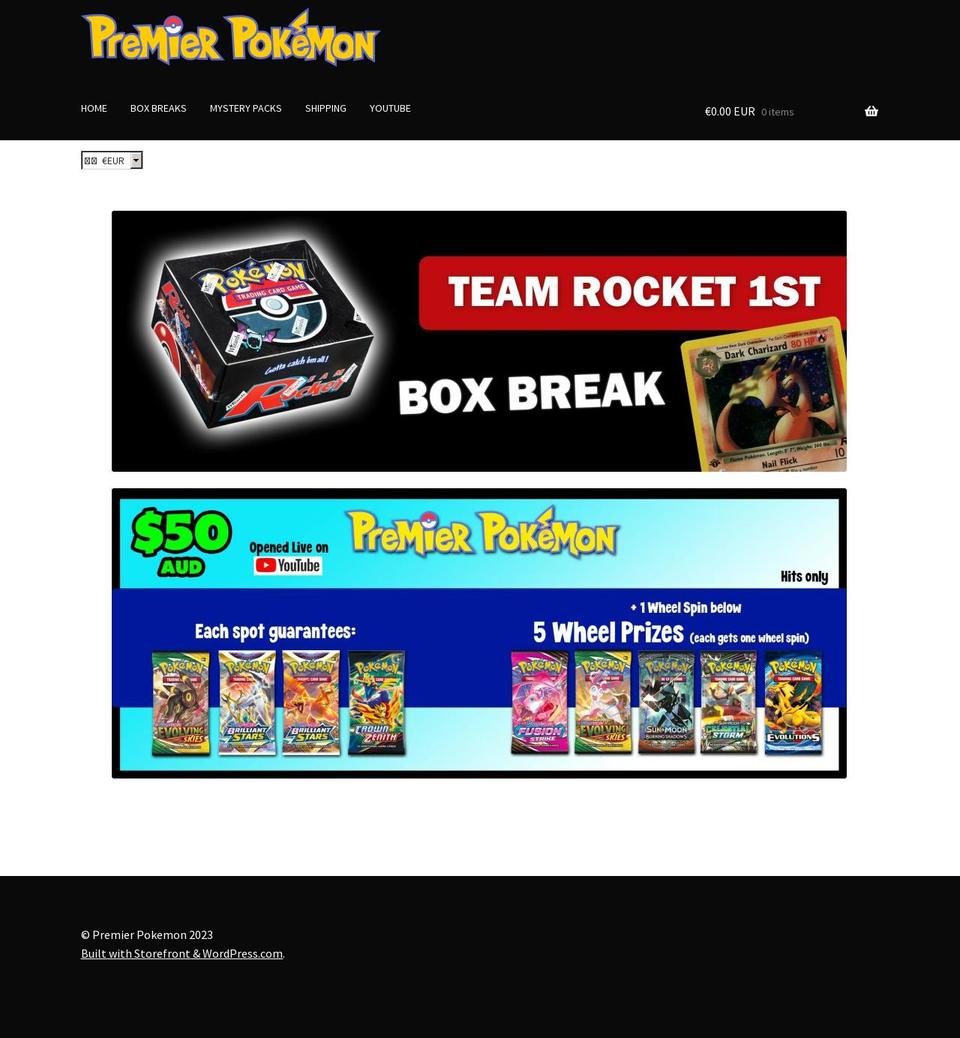 premierpokemon.com shopify website screenshot