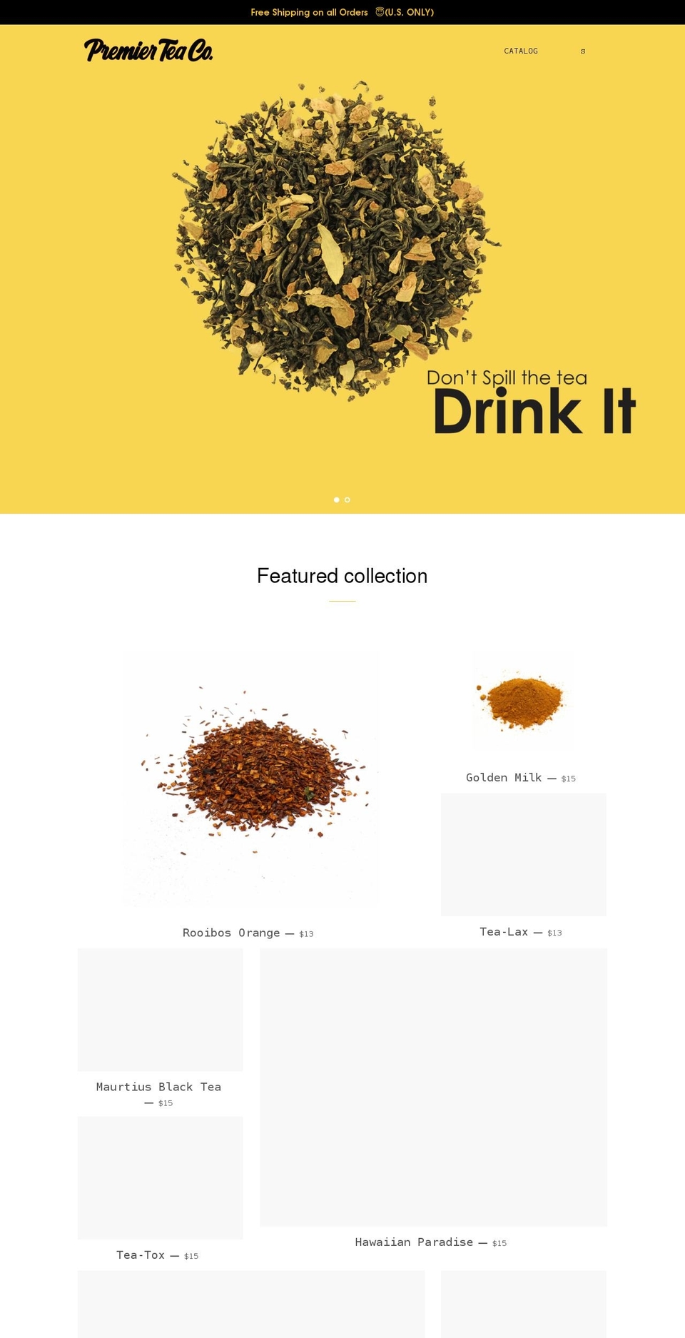 premierteaco.com shopify website screenshot