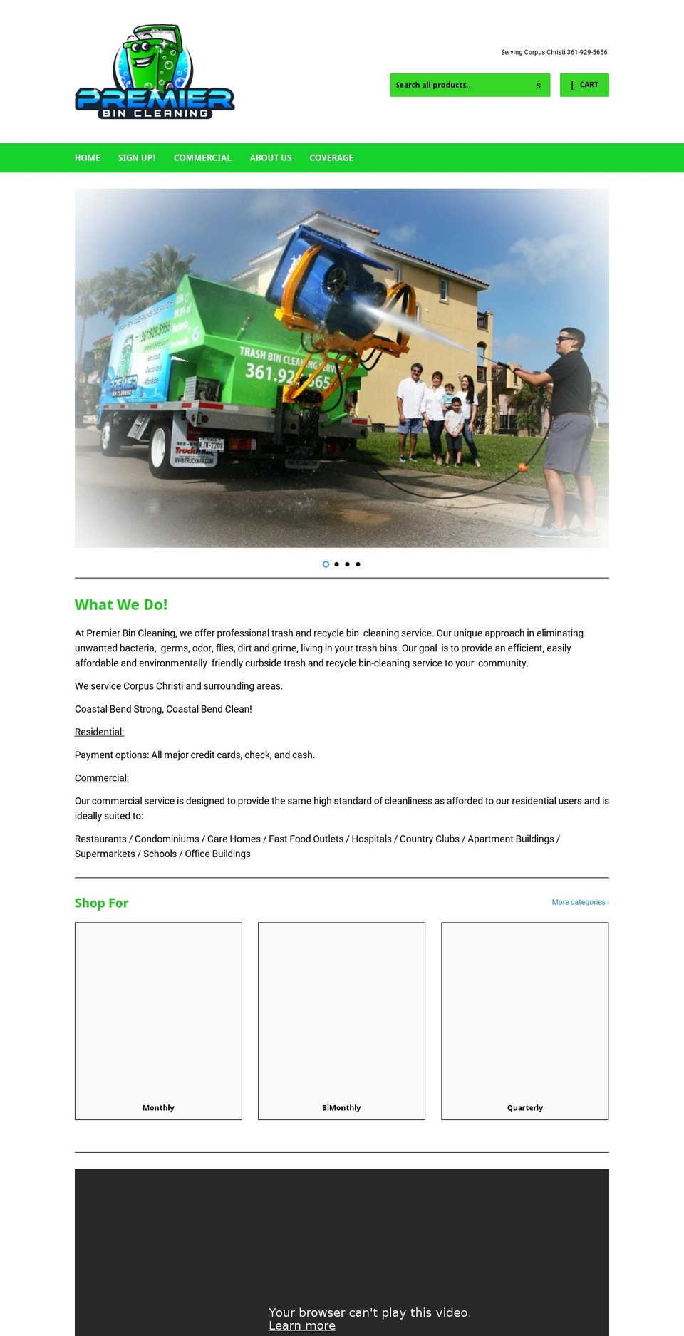 premiertrashbin.com — Shopify storefront screenshot