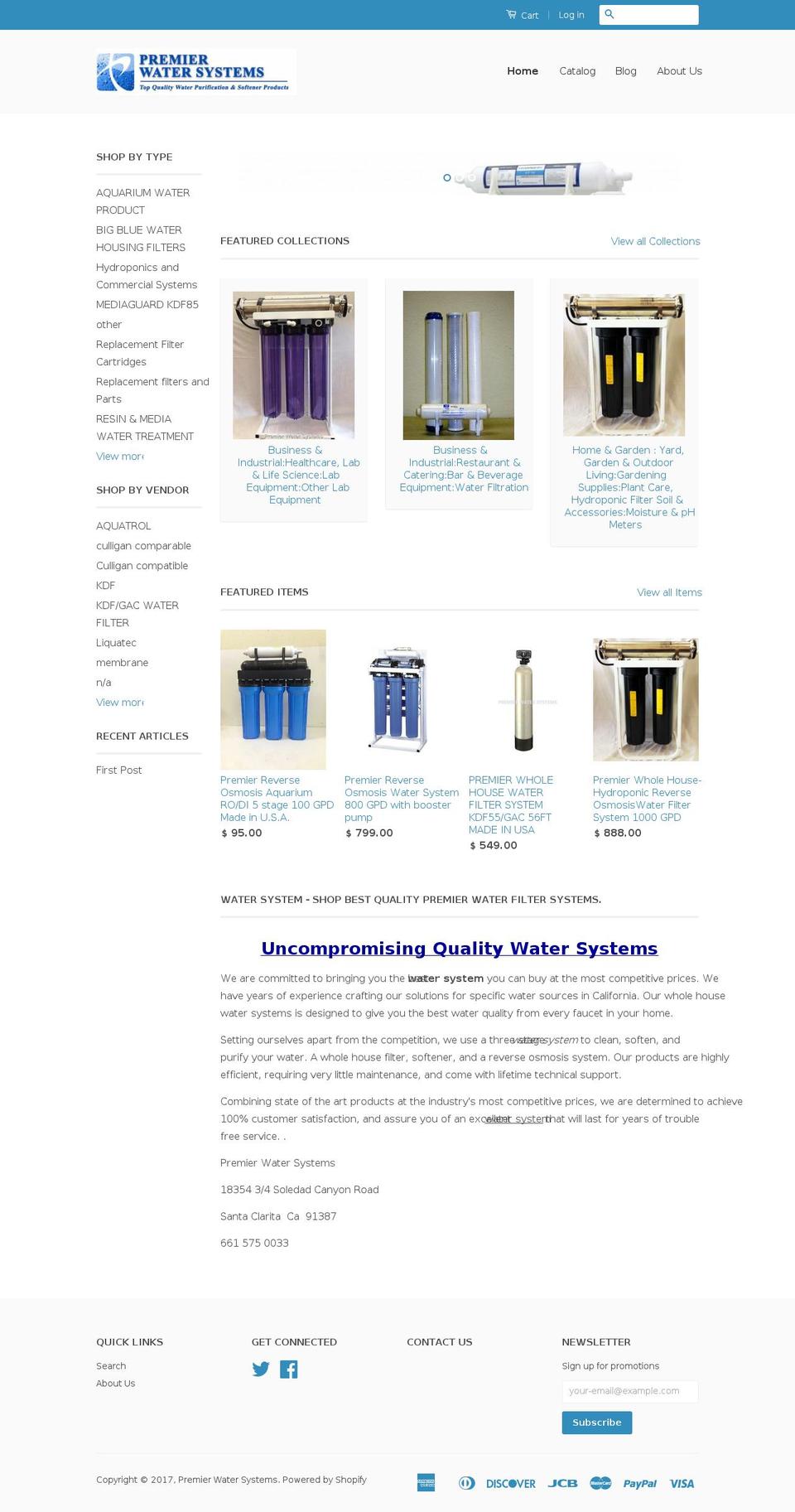 premierwatersource.com shopify website screenshot