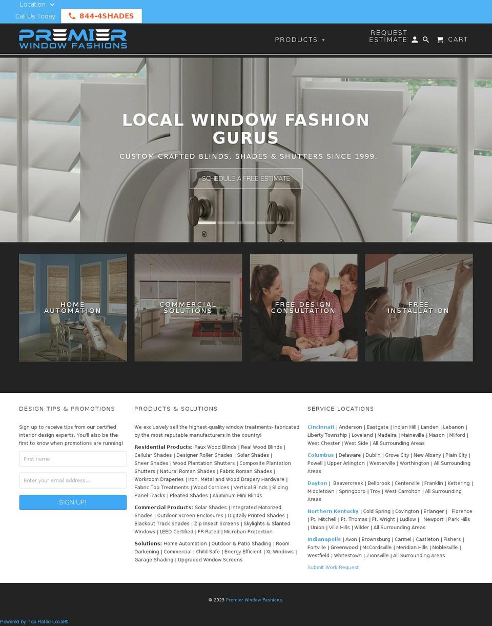 premierwindowfashions.com shopify website screenshot