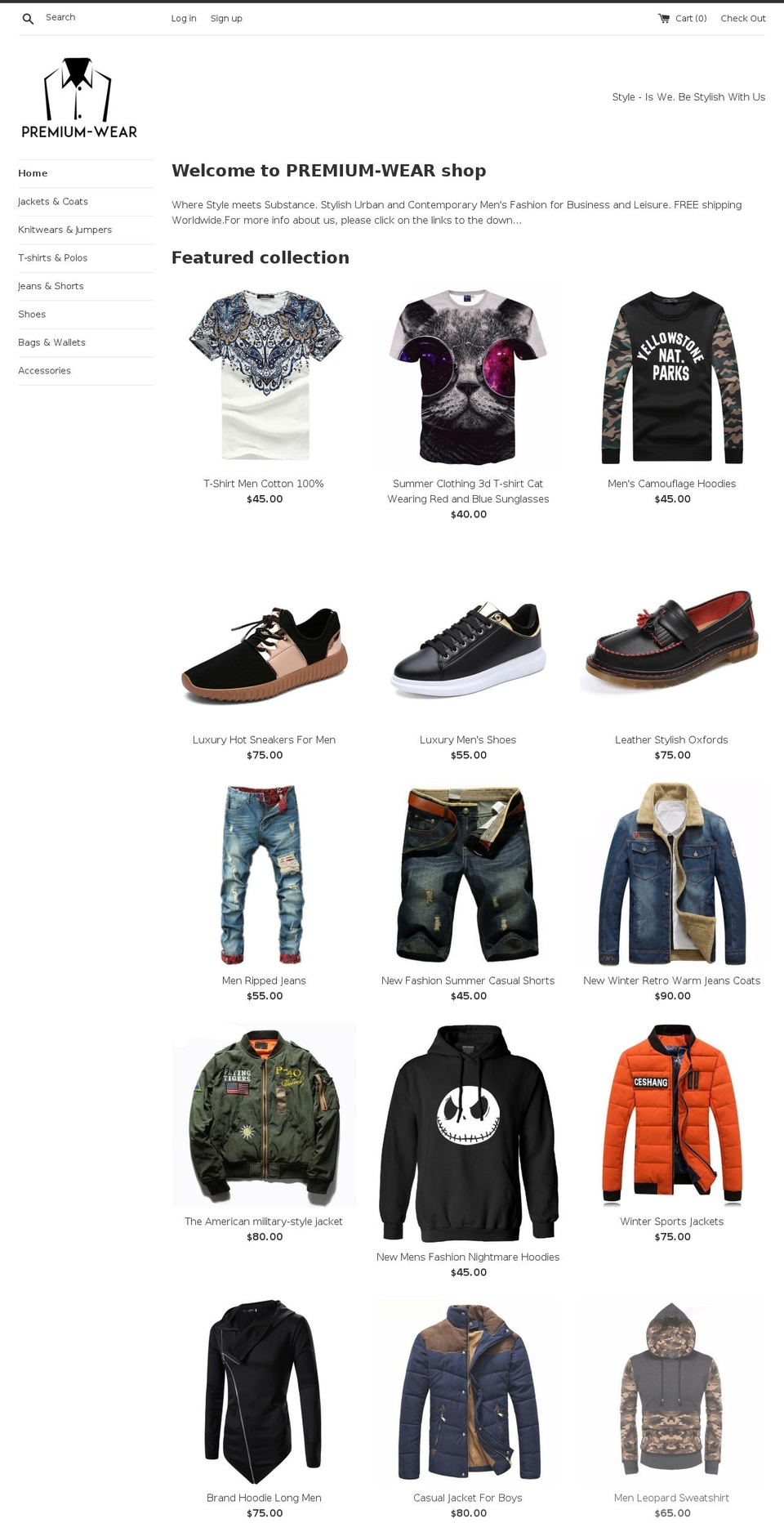 premium-wear.com shopify website screenshot