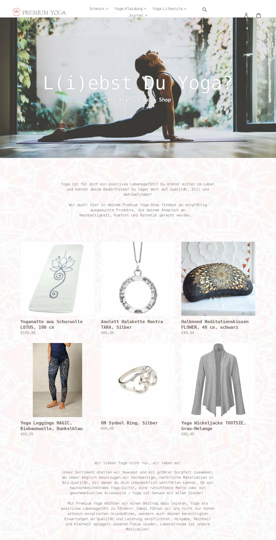 premium-yoga-shop.com — Shopify storefront screenshot