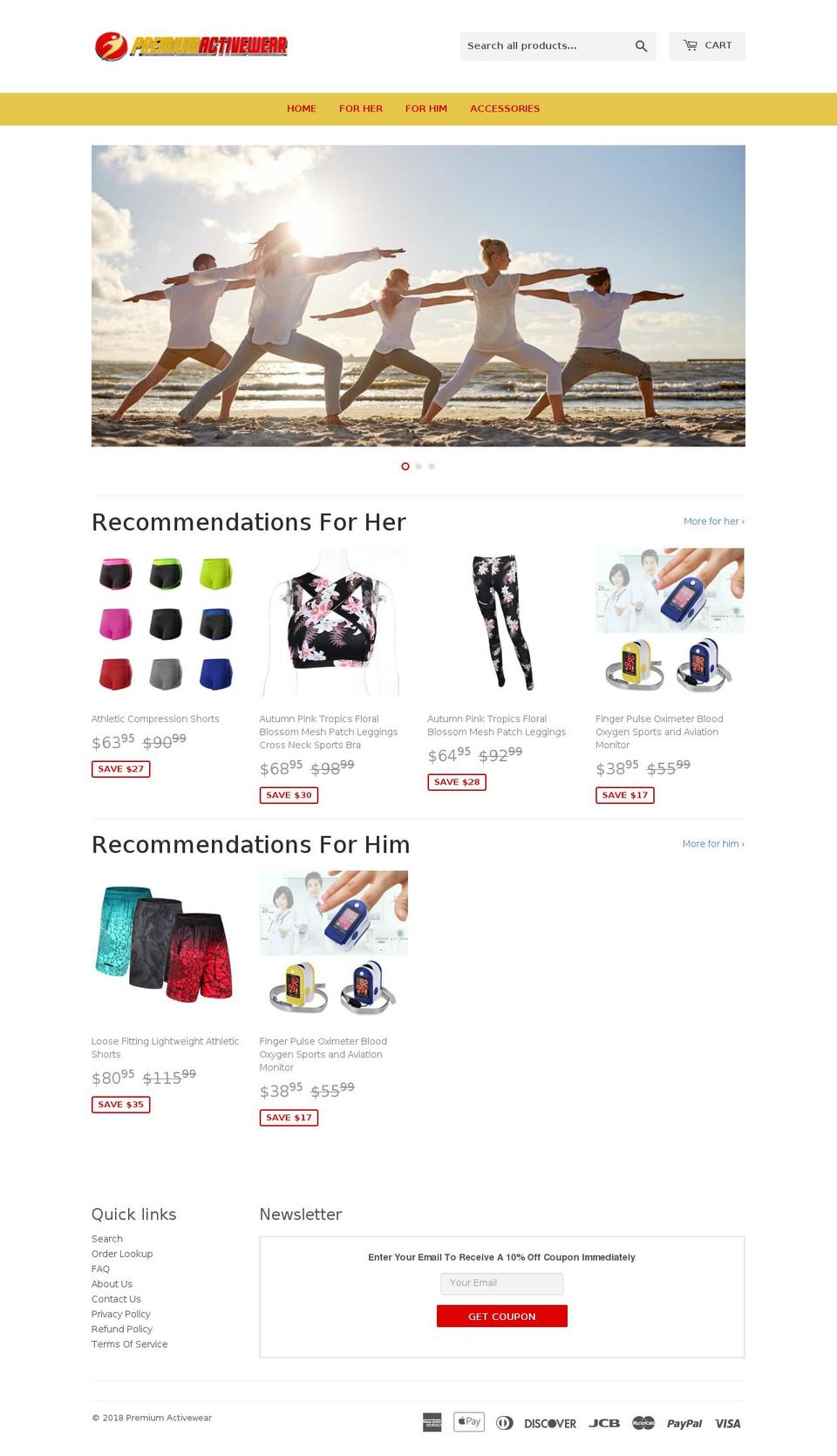 premiumactivewear.com — Shopify storefront screenshot