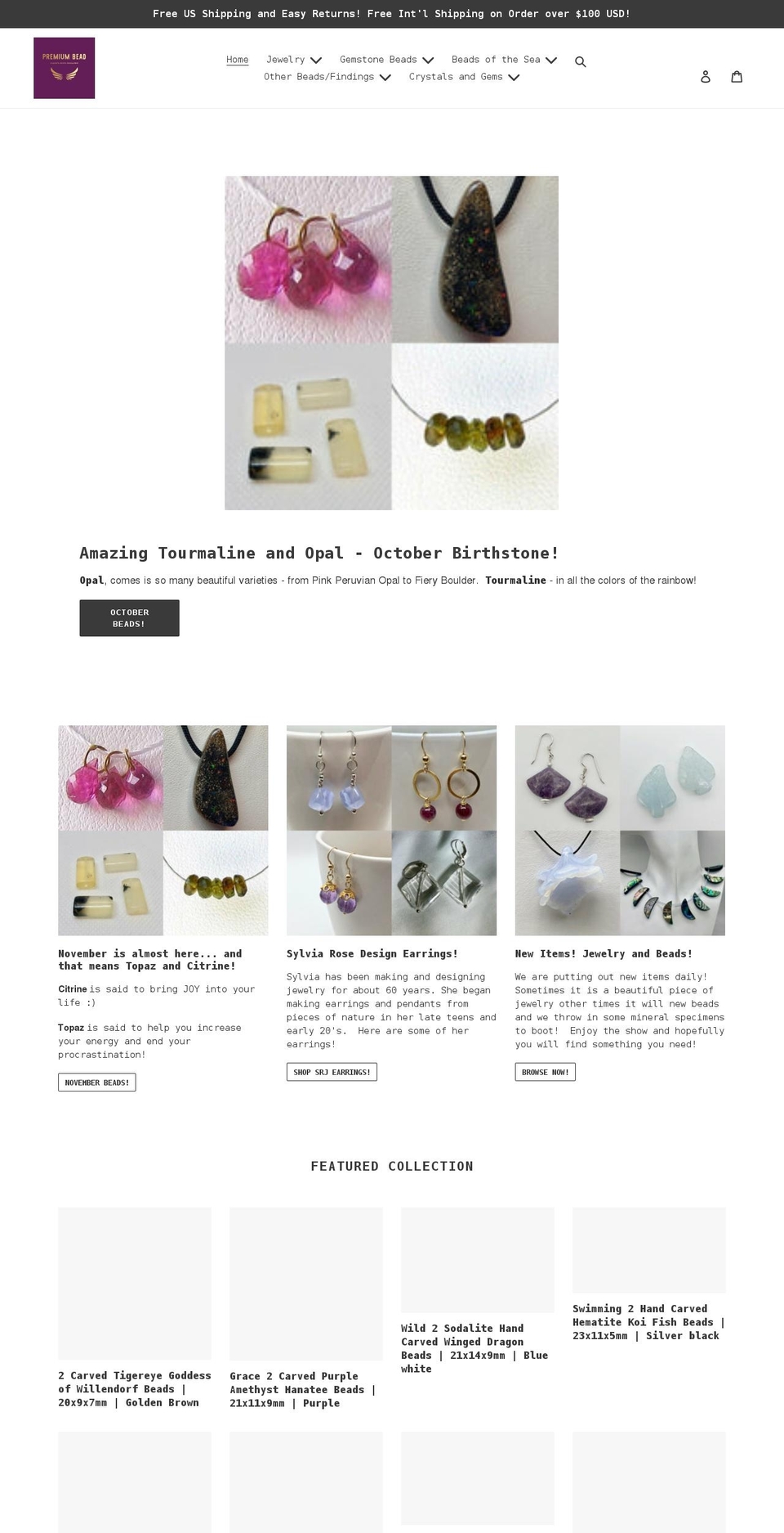 premiumbead.com shopify website screenshot