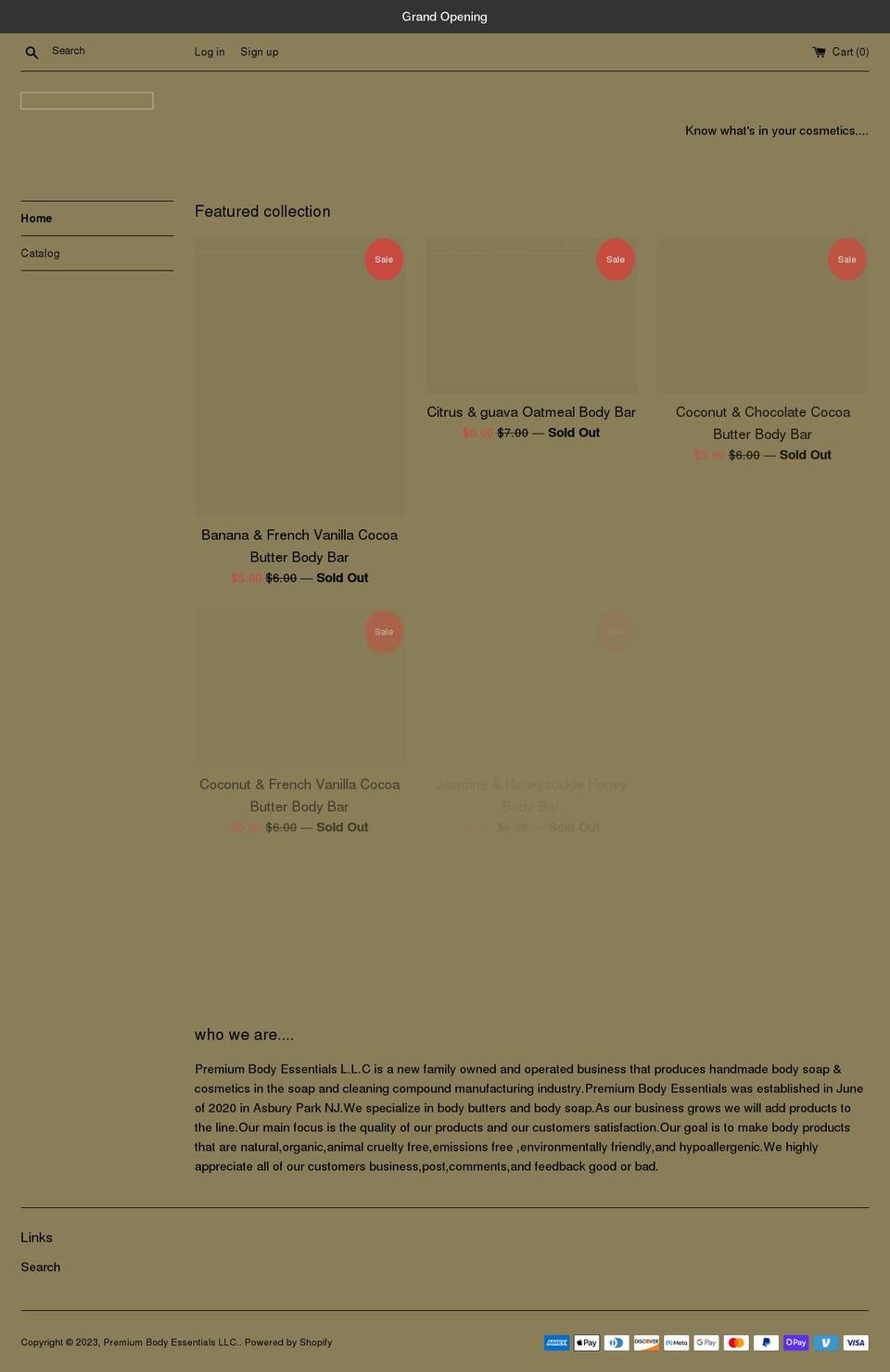 premiumbodyessentials.com shopify website screenshot