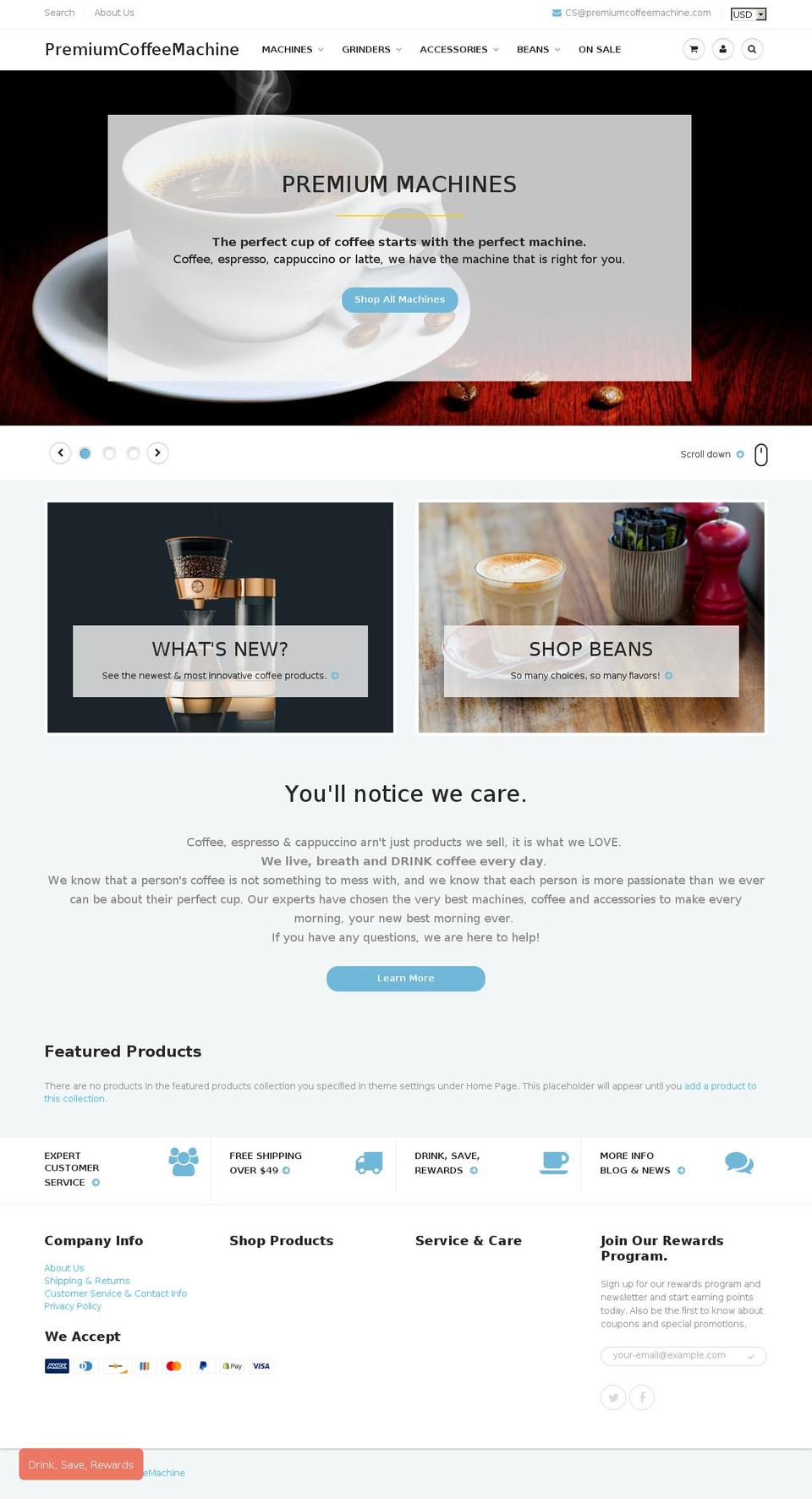 premiumcoffeestores.com — Shopify storefront screenshot