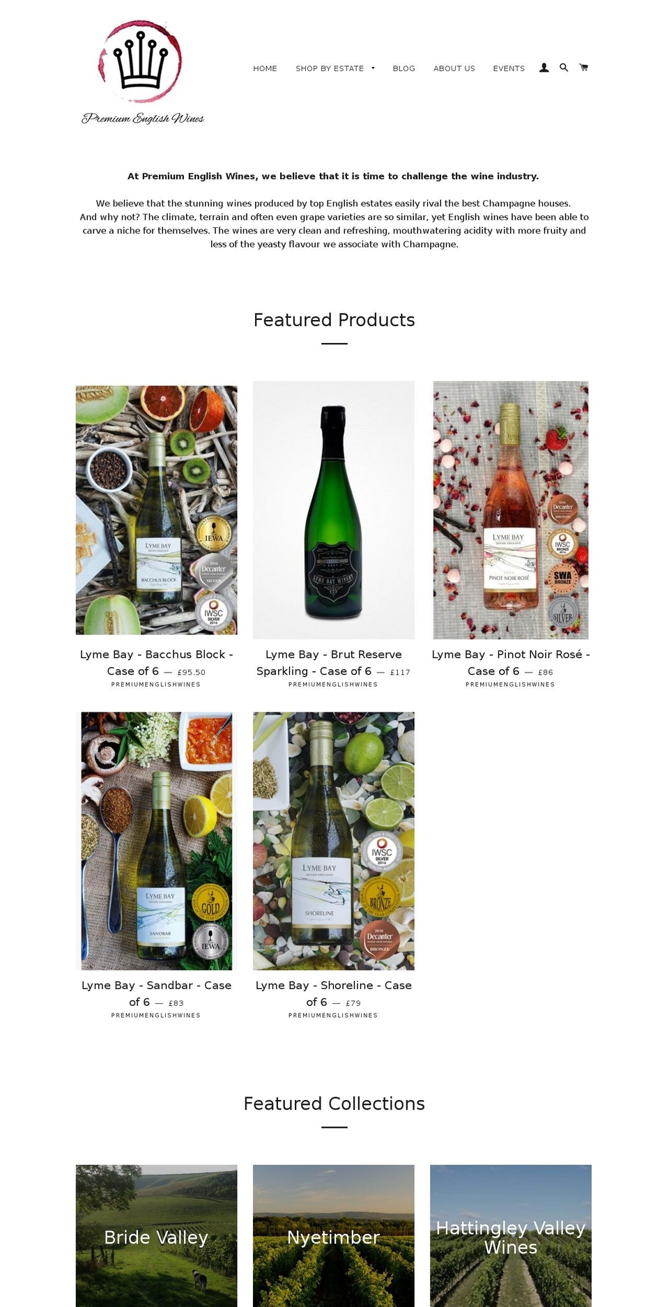 premiumenglishwines.com shopify website screenshot