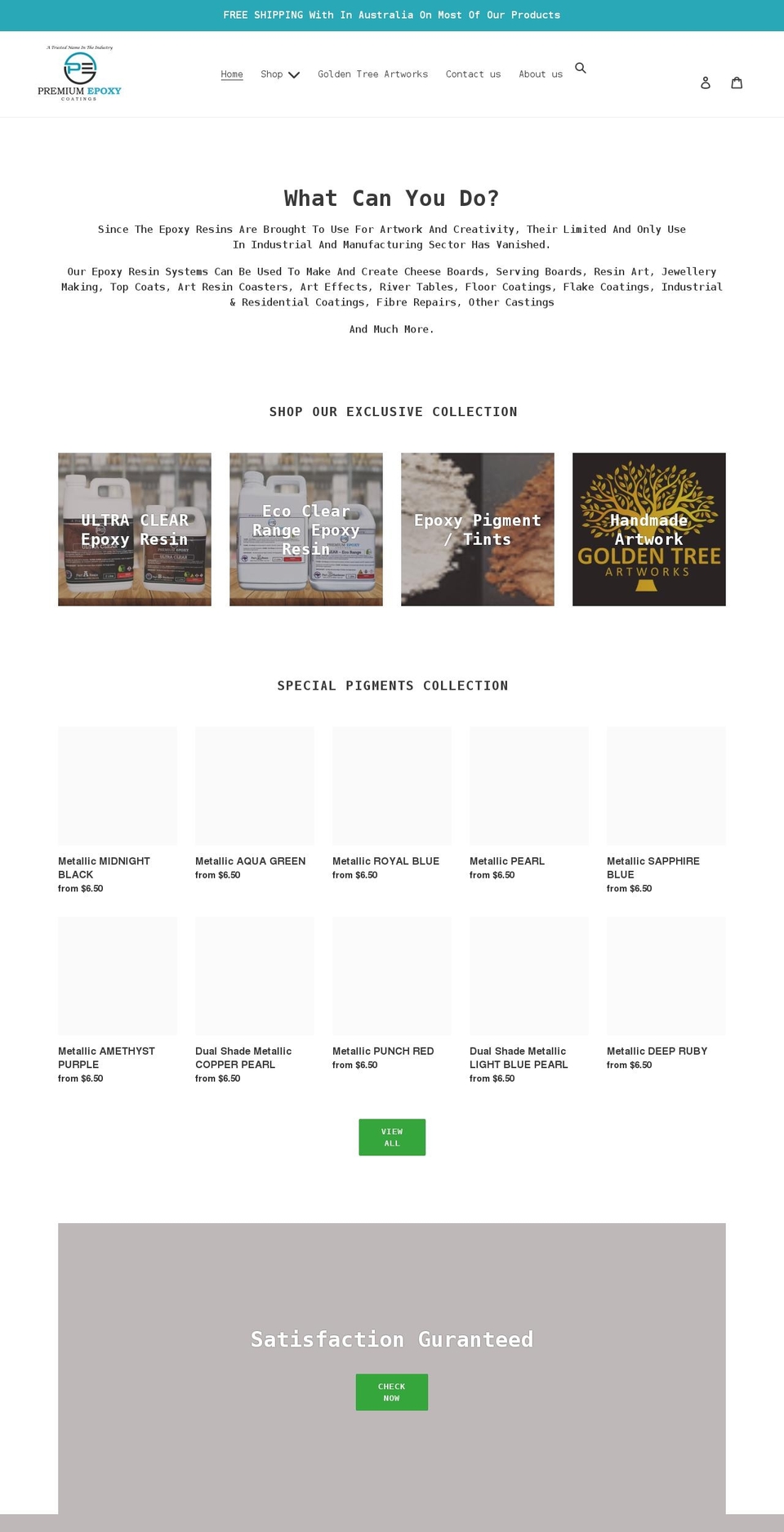 premiumepoxycoatings.com.au shopify website screenshot