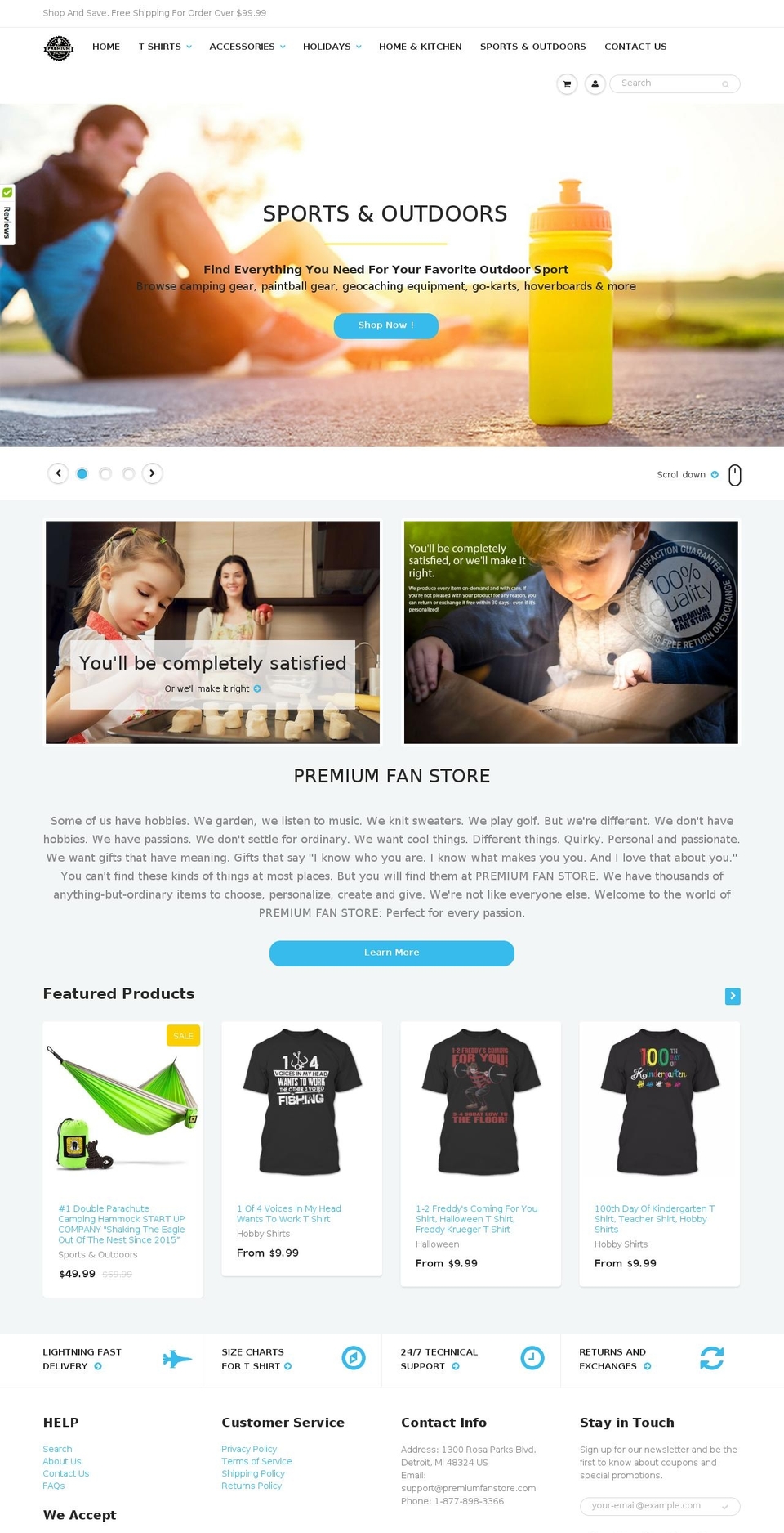 premiumfanstore.com shopify website screenshot