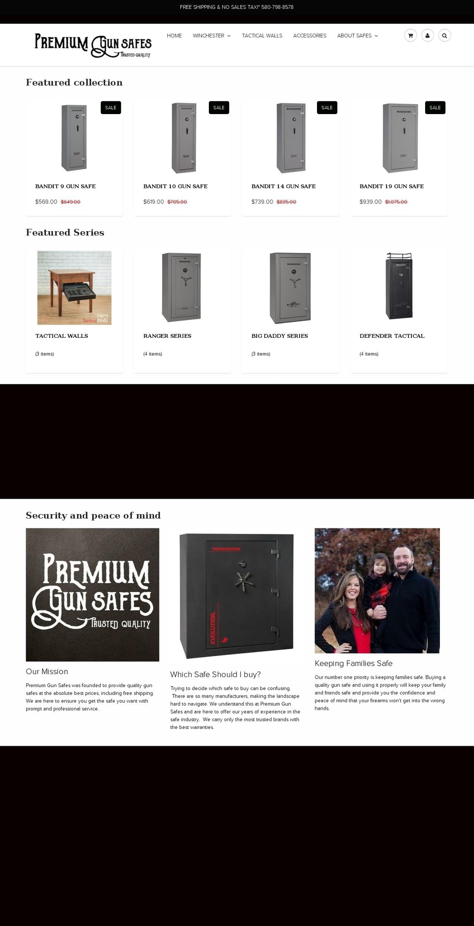 premiumgunsafe.com — Shopify storefront screenshot
