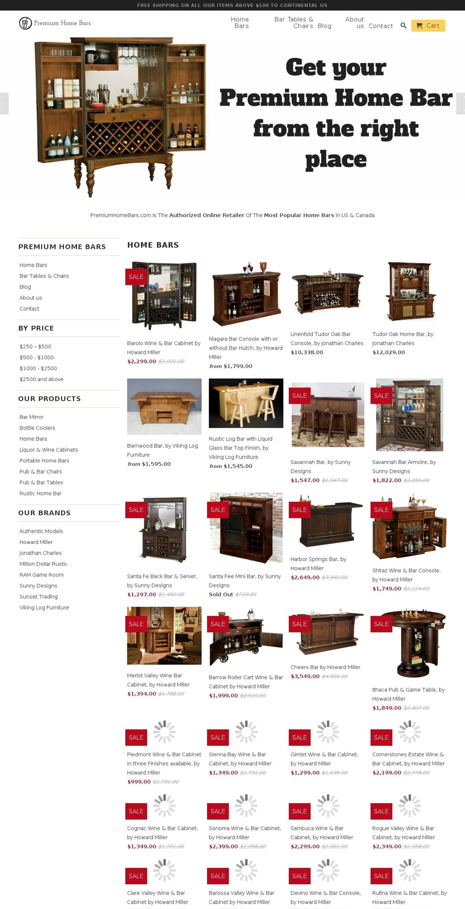 premiumhomebars.com shopify website screenshot