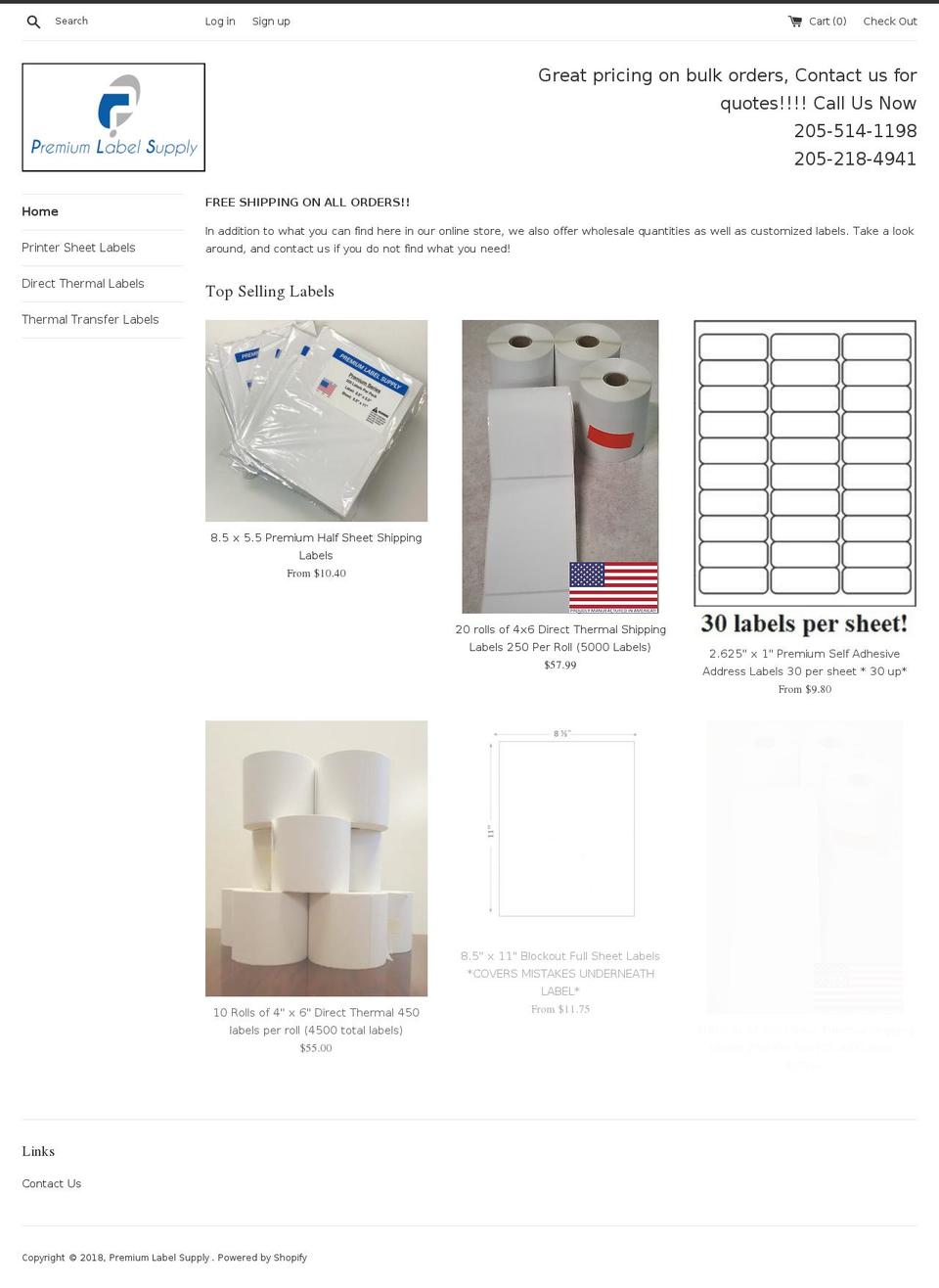 premiumlabelsupply.com shopify website screenshot