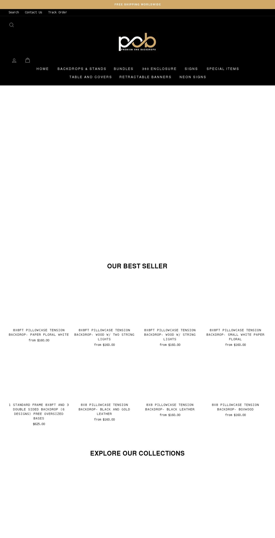 premiumonebackdrops.com shopify website screenshot
