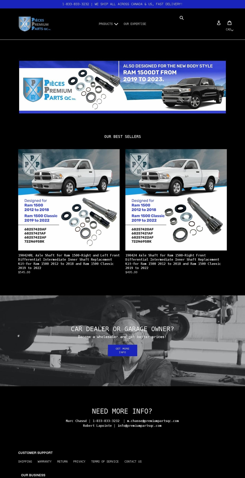 premiumpartsqc.com shopify website screenshot