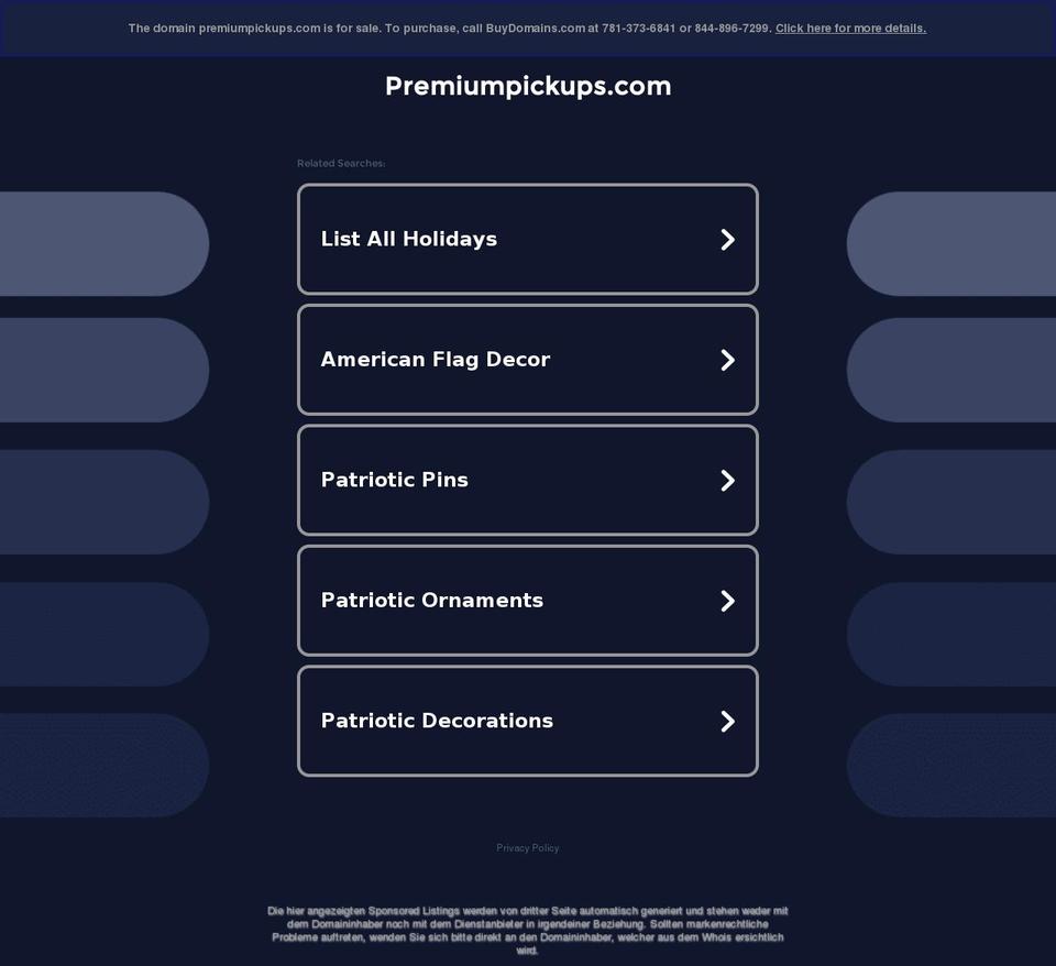 premiumpickups.com — Shopify storefront screenshot