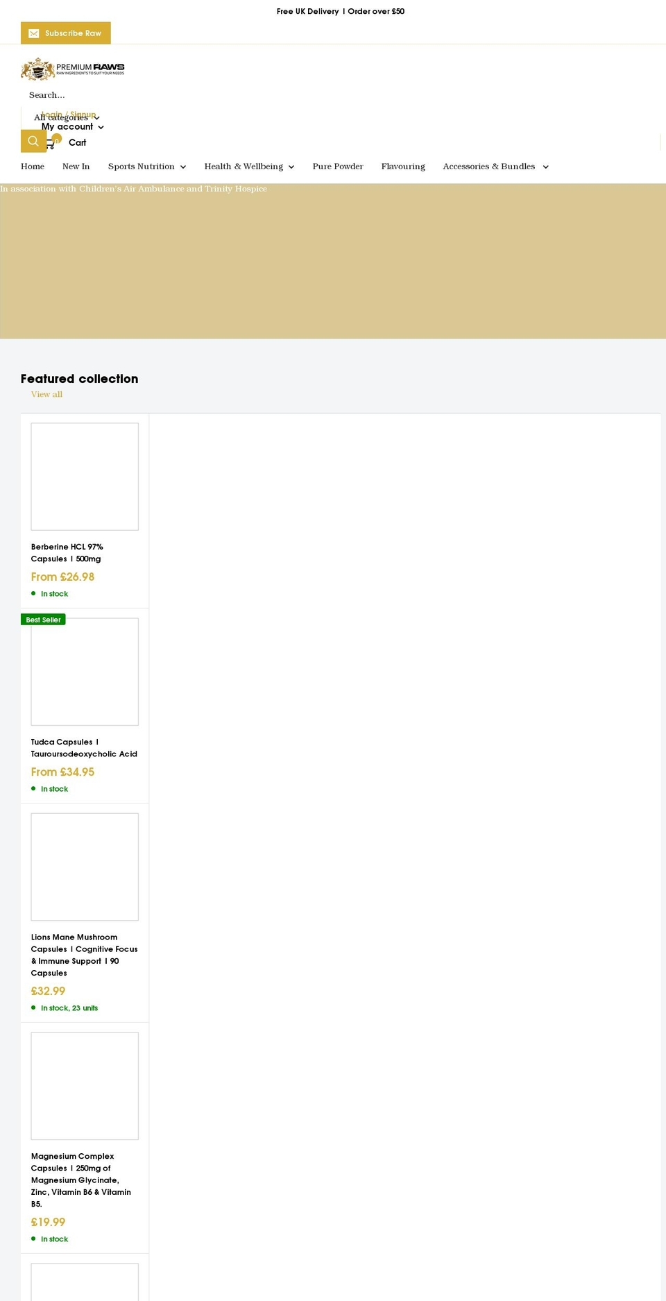 premiumraws.co.uk shopify website screenshot