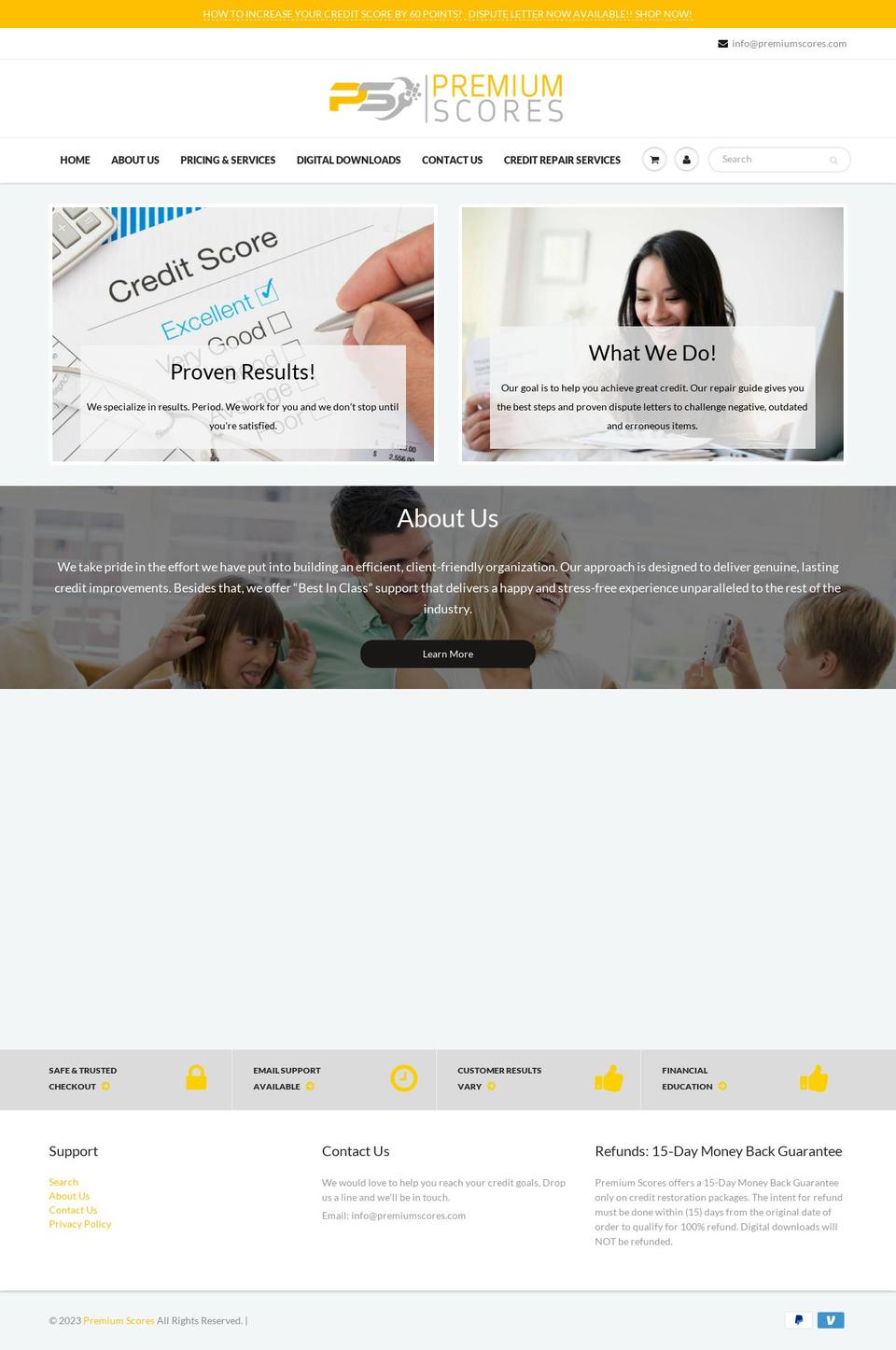 premiumscores.com — Shopify storefront screenshot