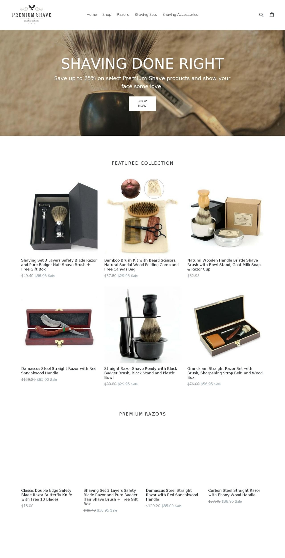 premiumshave.com — Shopify storefront screenshot
