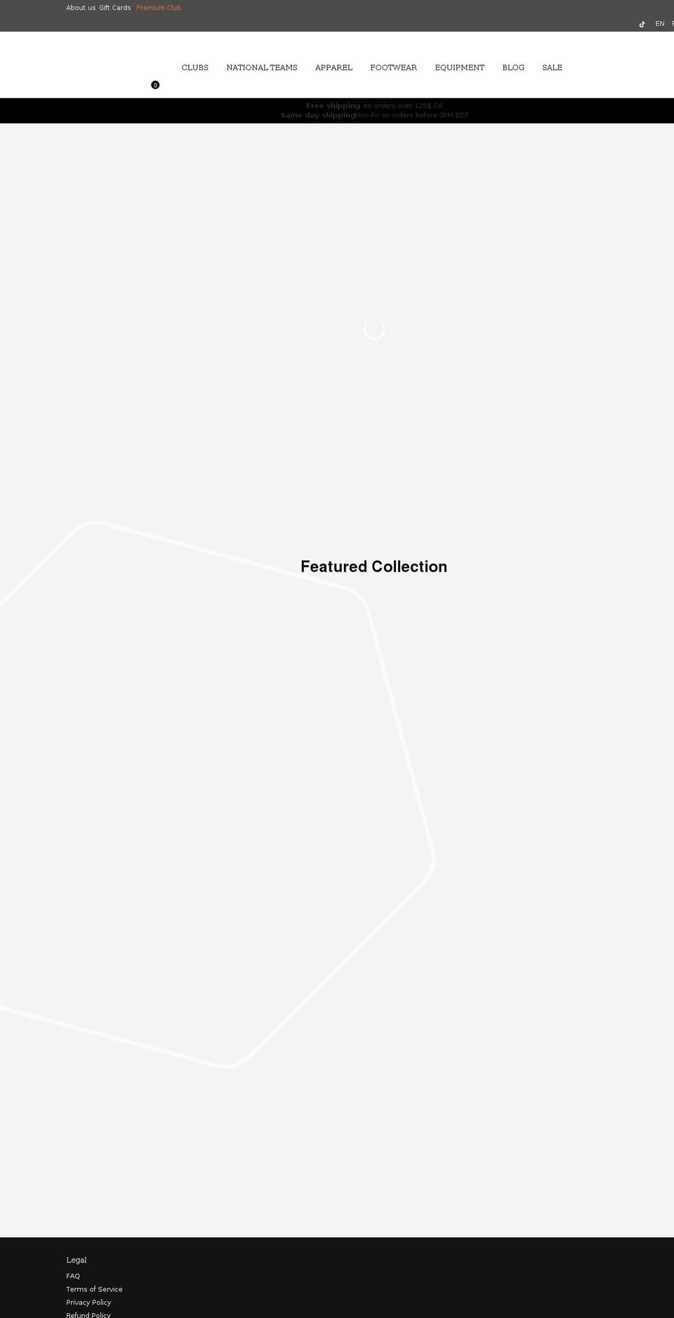 premiumsoccer.com shopify website screenshot