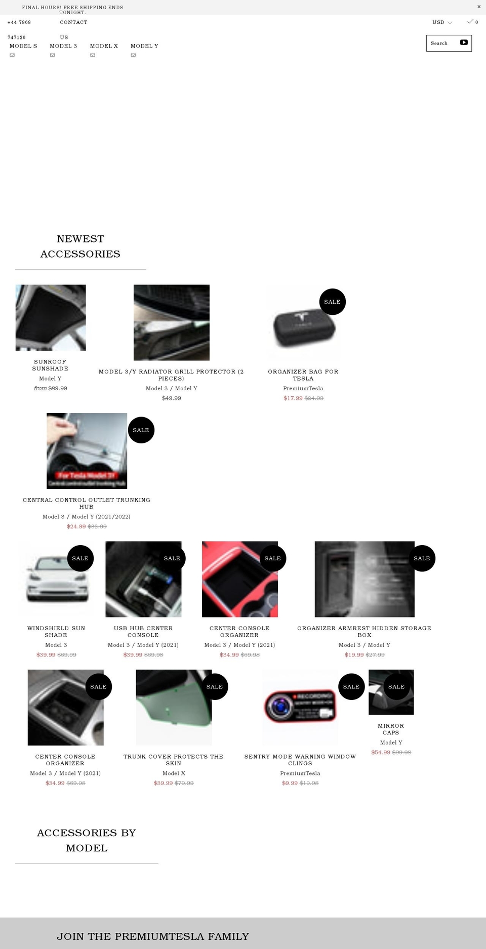 premiumtesla.com shopify website screenshot