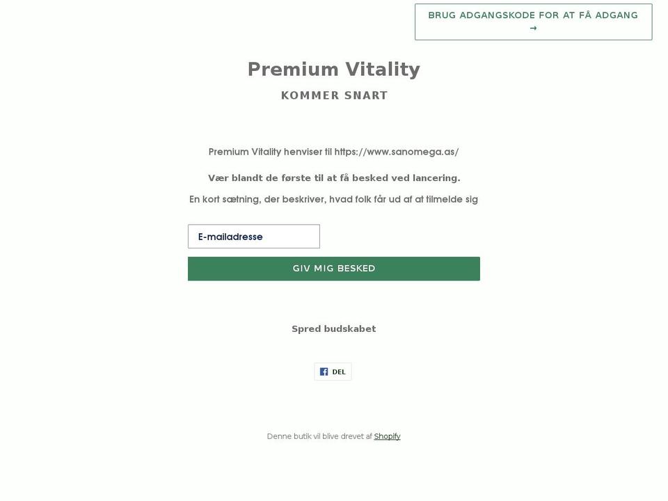 premiumvitality.dk shopify website screenshot