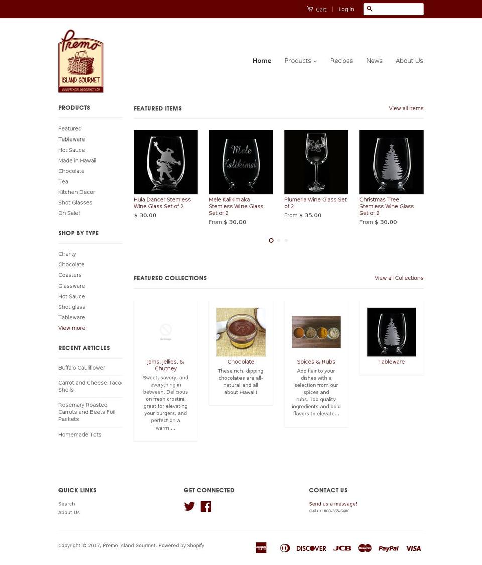 premoislandgourmet.com shopify website screenshot