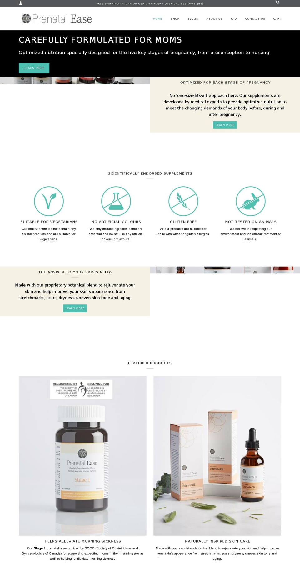 prenatalease.com shopify website screenshot