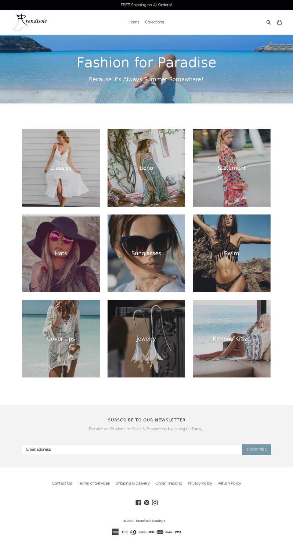 prendisoleboutique.com — Shopify storefront screenshot