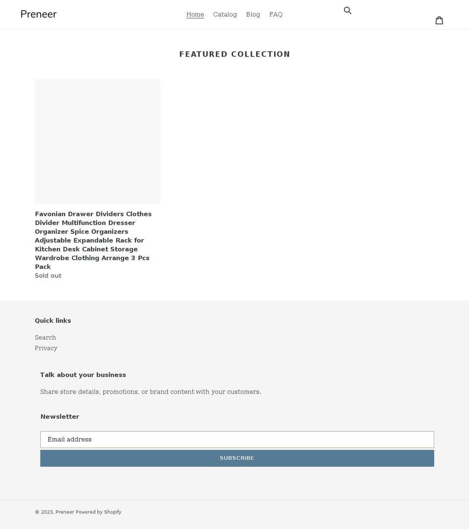 preneer.com shopify website screenshot