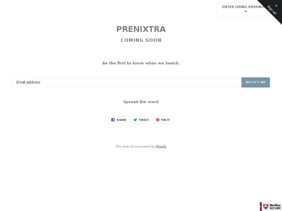 prenixtra.com shopify website screenshot