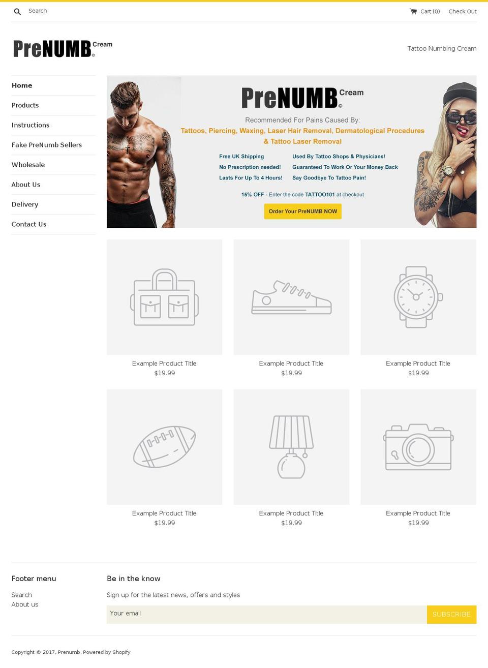 prenumb.com shopify website screenshot