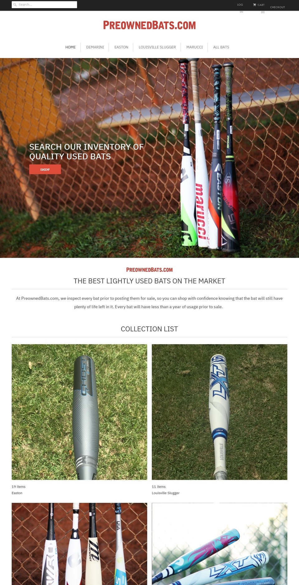 preownedbats.com — Shopify storefront screenshot