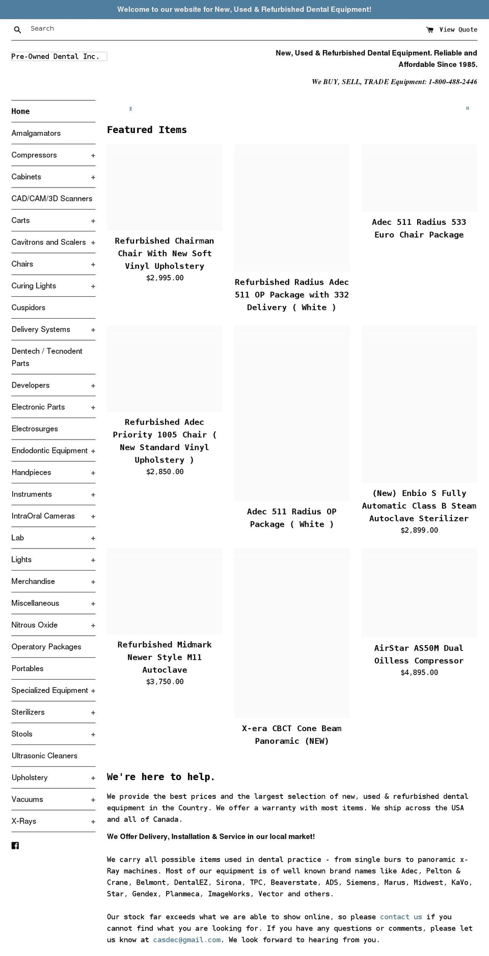 preowneddental.com shopify website screenshot